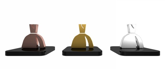 Colorful Woman dress icon isolated on white background. Clothes sign. Minimalism concept. 3D render illustration