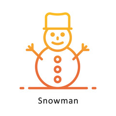 Snowman Vector Outline Gradient Design icon. Winter Travelling Symbol on White backgroud EPS 10 file