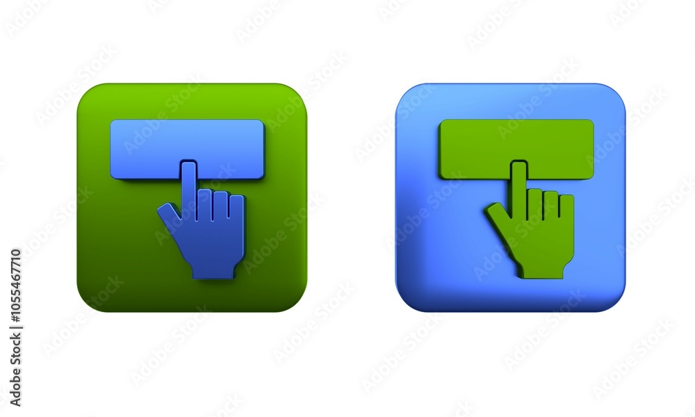 Poster colorful computer keyboard icon isolated on white background. pc component sign. square button. 3d r
