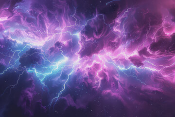 Obraz premium Abstract electric background with vibrant purple and blue lightning.