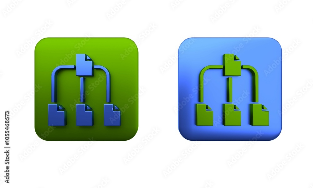 Poster colorful folder tree icon isolated on white background. computer network file folder organization st