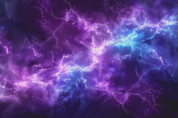 Abstract electric background with vibrant purple and blue lightning.