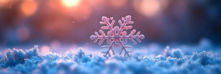 Fototapeta premium Minimalist snowflakes on a plain background, soft pastel shades