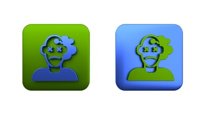 Colorful Murder icon isolated on white background. Body, bleeding, corpse, bleeding icon. Concept of crime scene. Square button. 3D render illustration