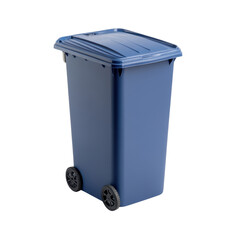 Blue Trash Bin with Wheels for Easy Mobility, isolated, transparent background, white background, no background