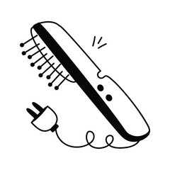 A hand drawn icon of hair straightener in editable style