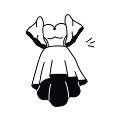 Trendy hand drawn icon of frock, woman fashion apparel