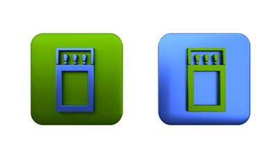 Colorful Open matchbox and matches icon isolated on white background. Square button. 3D render illustration