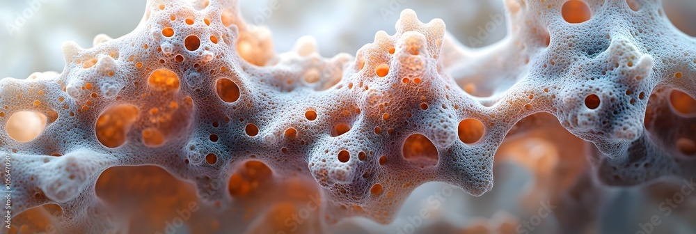 Poster captivating microscopic landscape of vibrant organic patterns and shapes - intricate and complex abs