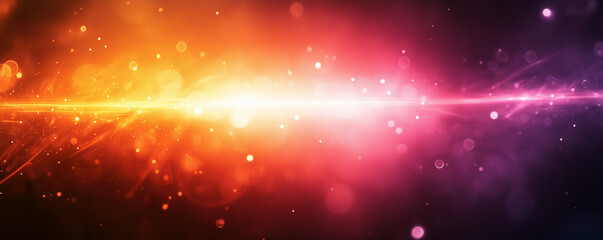 Fototapeta premium Vibrant abstract wallpaper with glowing pink, orange, and red gradient hues, featuring dynamic light flares and sparkling particles. Perfect for futuristic, cosmic, or energy-themed backgrounds.