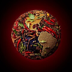 Fototapeta premium Earth globe made of various spices