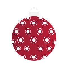 Red Christmas Ball. Christmas and New Year Decoration. Vector Illustration.