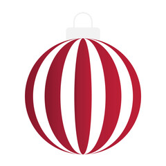 Red Christmas Ball. Christmas and New Year Decoration. Vector Illustration.