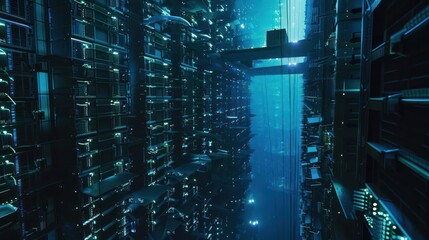 Obraz premium Futuristic Cityscape in Blue Hues