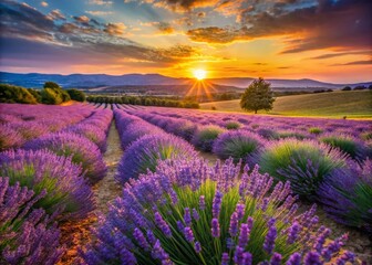 Fototapeta premium Lavender Fields in Provence: A Stunning Display of Nature's Beauty and Serenity