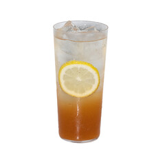 Refreshing Lemon Iced Tea: A tall glass of iced tea with a lemon slice, perfect for a hot summer day.  The ice cubes are melting, adding to the coolness of the drink.