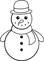 Christmas snowman vector illustration line art