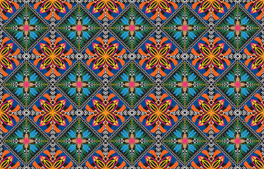Mayan american indian pattern tribal ethnic motifs geometric seamless background. Unusual native american tribal motifs clothing fabric ethnic traditional design. Mexican folk fashion.