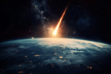 Obraz premium Giant Asteroid Approaching Earth from Deep Outer Space