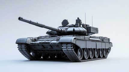 A tank with camouflage paint isolated on a white background.