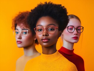 Fototapeta premium Three models wearing glasses
