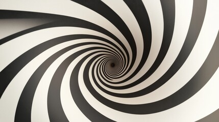 Black-and-white zebra stripes twist and spiral, creating an abstract optical illusion that plays with movement and perception