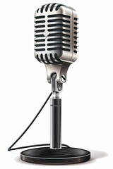 Fototapeta premium Closeup shot of a microphone on a stand against a white background