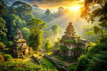 Majestic Forest Monuments Surrounded by Lush Greenery - Nature's Hidden Treasures