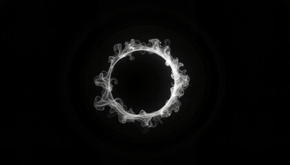 Circular Smoke Ring in Black Background with Swirling Edges