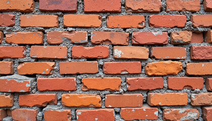 Red Brick Wall Texture with Weathered Mortar