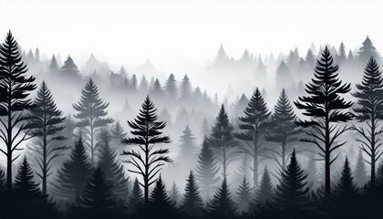 Obraz premium 霧に包まれた森forest shrouded in fog