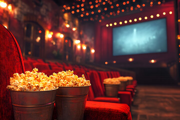 Movie Theater Discussion with Popcorn
