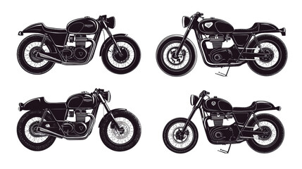 Obraz premium motorcycle set in silhouette style. png