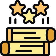 Three stars appearing above two books representing a three star book review