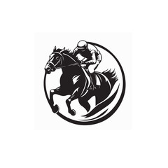 Jockey horse racing circle logo vector Image design isolated on white background.