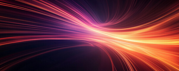 Vibrant abstract wallpaper featuring dynamic light trails in orange, red, and purple. Futuristic and high-energy, with glowing curves&mdash;ideal for tech, digital art, and modern backgrounds.