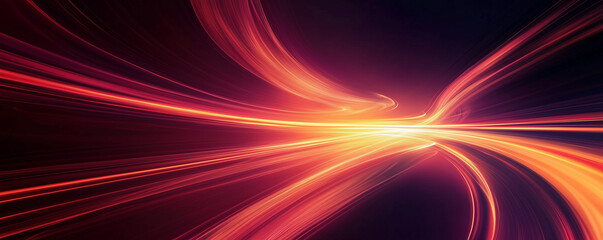 Vibrant abstract wallpaper featuring dynamic light trails in orange, red, and purple. Futuristic and high-energy, with glowing curves&mdash;ideal for tech, digital art, and modern backgrounds.
