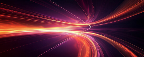 Vibrant abstract wallpaper featuring dynamic light trails in orange, red, and purple. Futuristic and high-energy, with glowing curves&mdash;ideal for tech, digital art, and modern backgrounds.