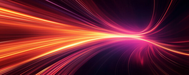 Vibrant abstract wallpaper featuring dynamic light trails in orange, red, and purple. Futuristic and high-energy, with glowing curves&mdash;ideal for tech, digital art, and modern backgrounds.