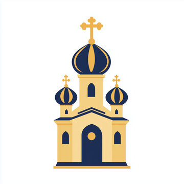 blue and gold church building clip art preview