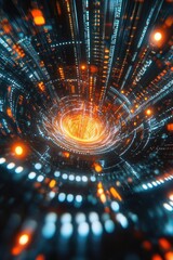 Obraz premium Spiral of lights in darkness
