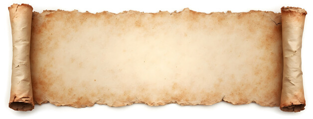 Ancient scroll template with blank parchment and rolled edges for text or design