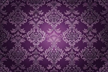 Dark plum wallpaper with intricate floral patterns featuring lavender and lilac hues in a repetitive border design, purple, elegant design, wall decor