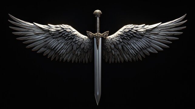 Sword with wings on dark background