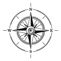 Navigation Compass Icon on White Background. Vector