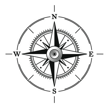 recommend clip art: Navigation Compass Icon on White Background. Vector