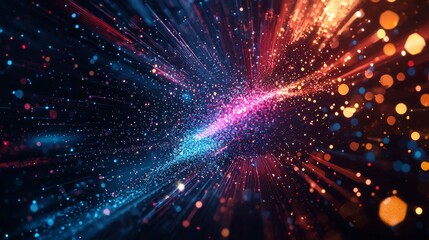 Naklejka premium Abstract particles and glowing lights in motion, creating a futuristic atmosphere