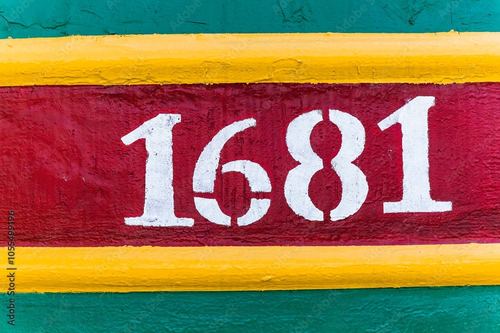 Fototapete text and numbers on a metal surface with the symbols of the ussr for design and commercial use