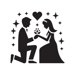 Romantic Wedding Proposal Silhouette Vectors for Your Designs