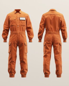 Orange coverall jumpsuit showing front and back views